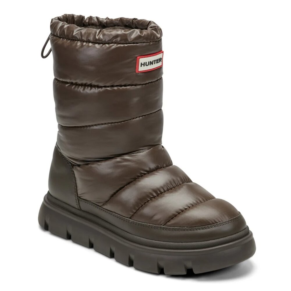 Hunter Maribel Lug Sole Insulated Waterproof Snow Booties in Dark Brown - Picture 5 of 9
